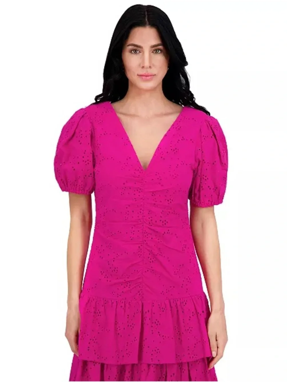 Kensie Emboridered layered Puff Sleeve Dress